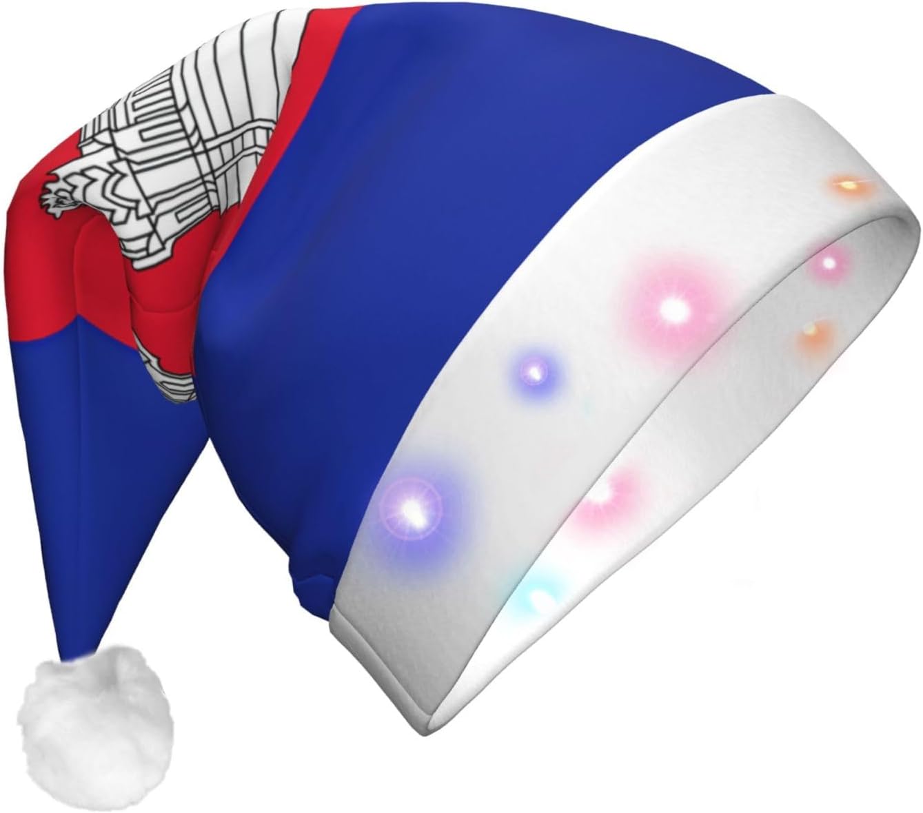 Cambodia Flag Christmas Hat with LED Lights