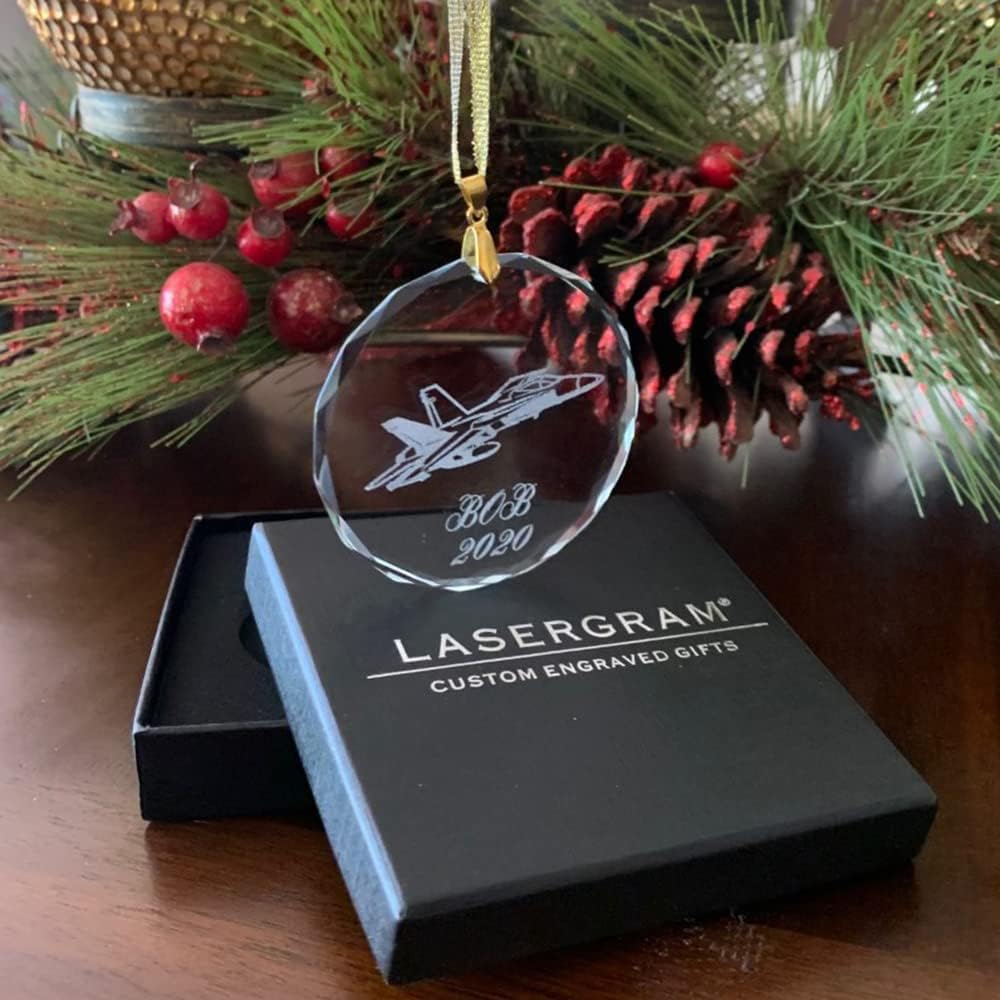 LaserGram Personalized Glass Christmas Ornament with Menorah Design