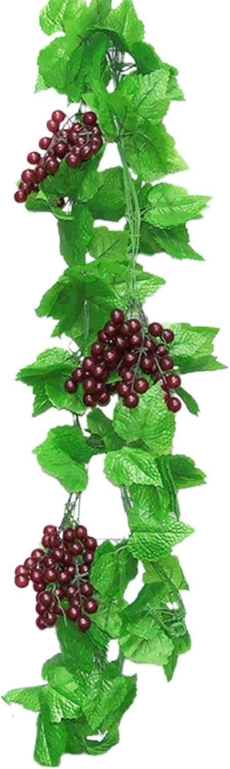 Lifelike Plastic Grape Vine with Leaves 4 Pieces 92 Meters