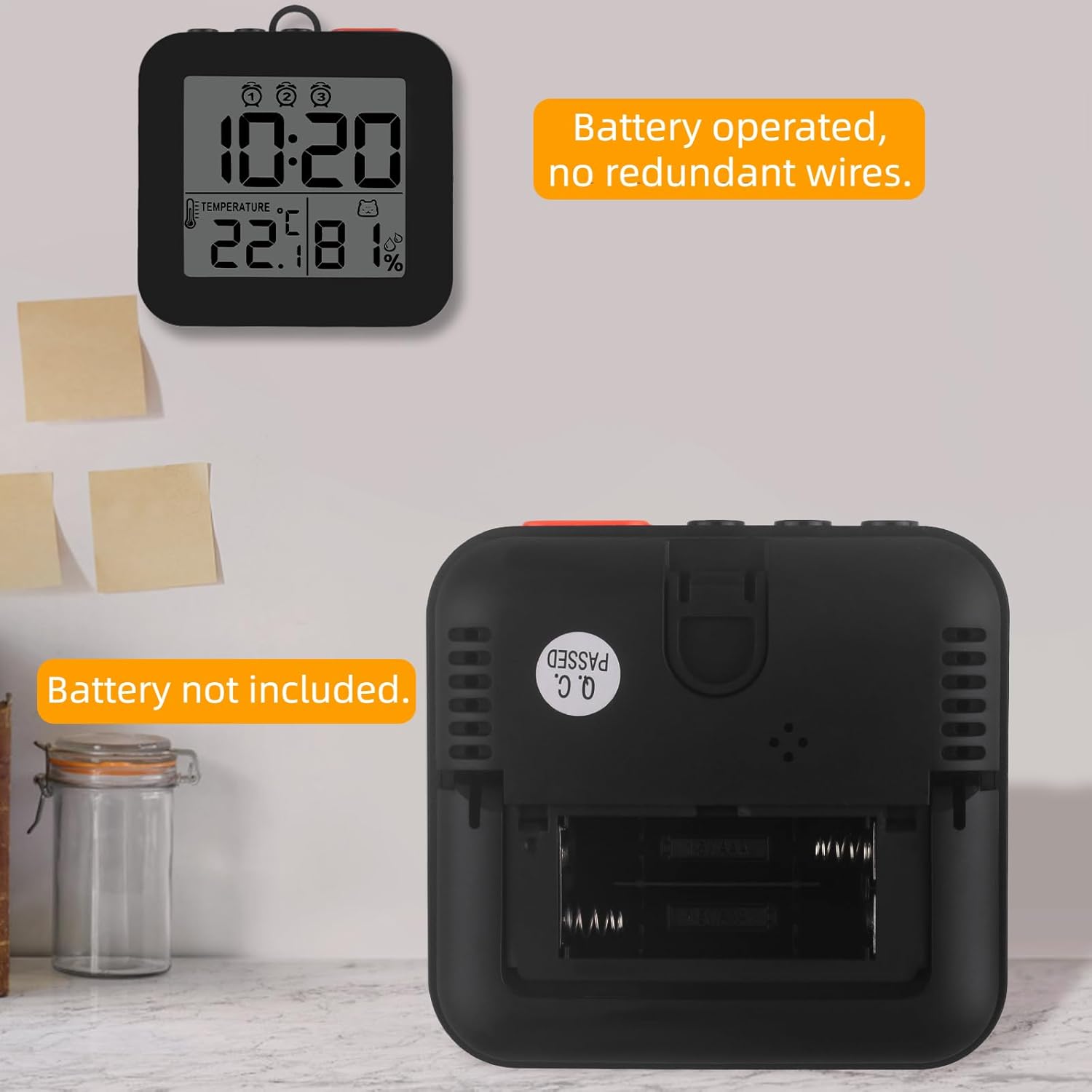 Linoutx Digital Alarm Clock with 3 Bells and Temperature Display