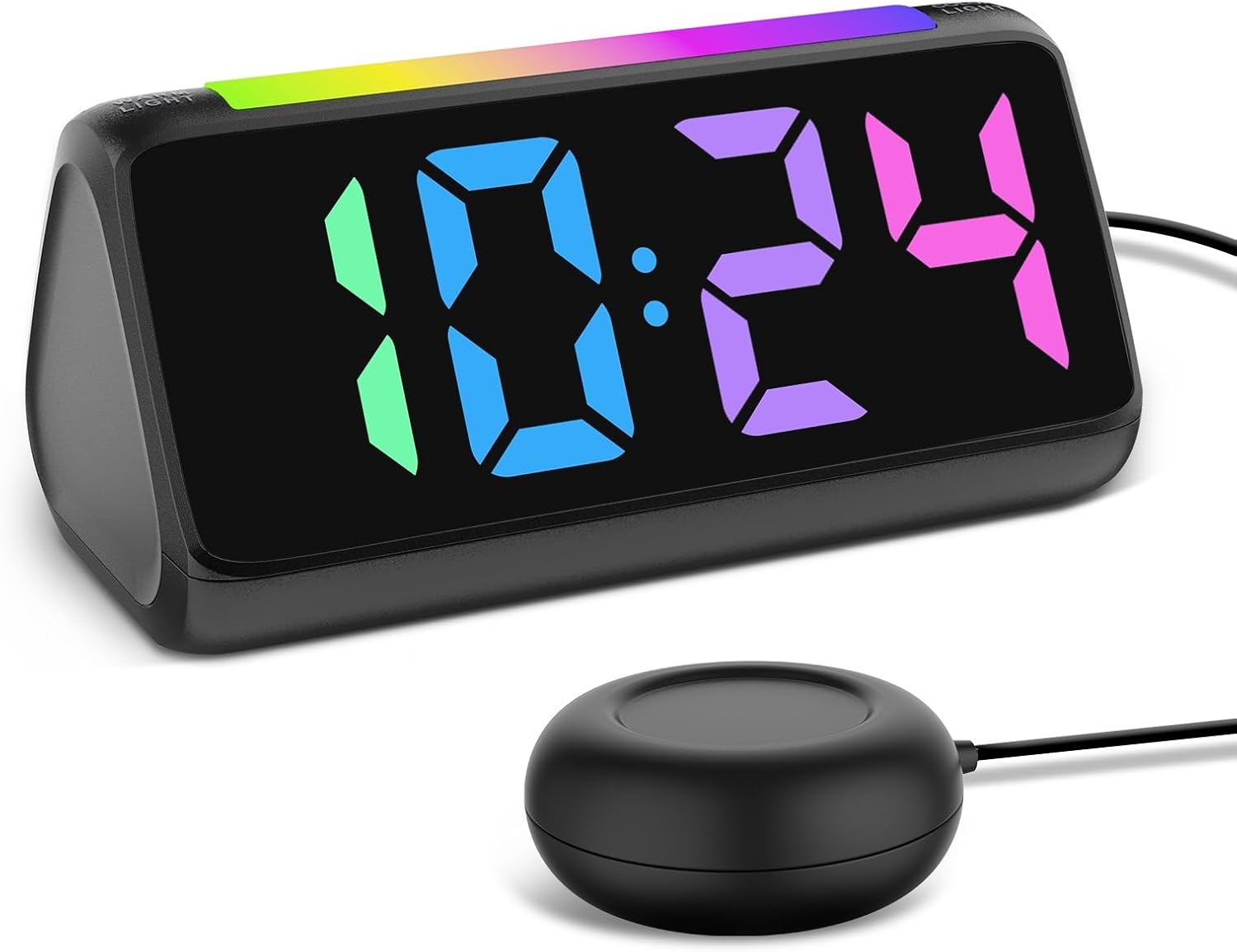 Netzu Alarm Clocks for Heavy Sleepers with Vibrating Pad and RGB Display