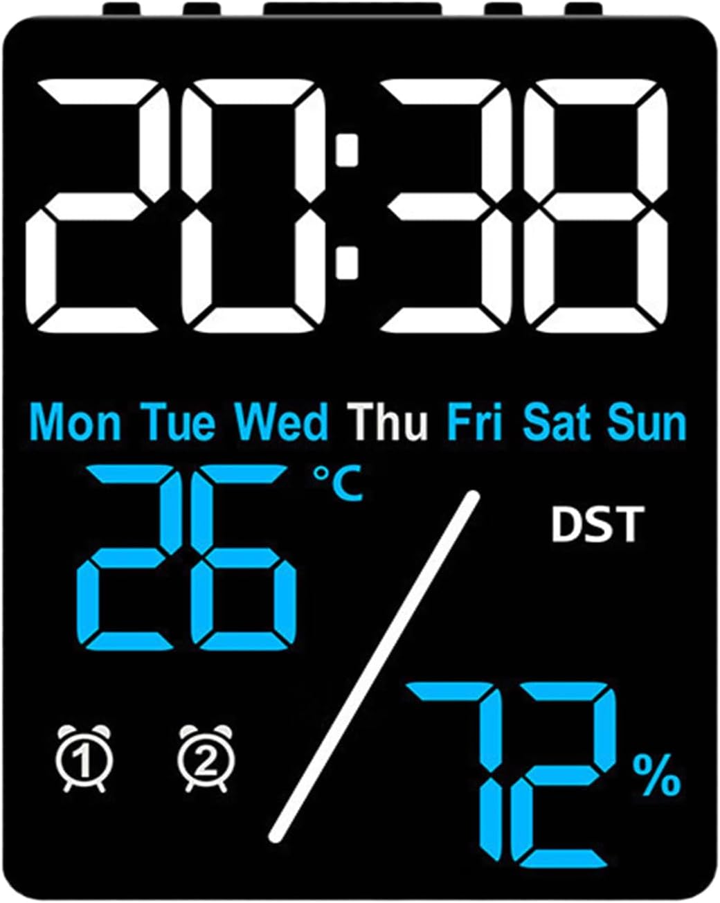 Digital LED Alarm Clock with Thermometer and Hygrometer