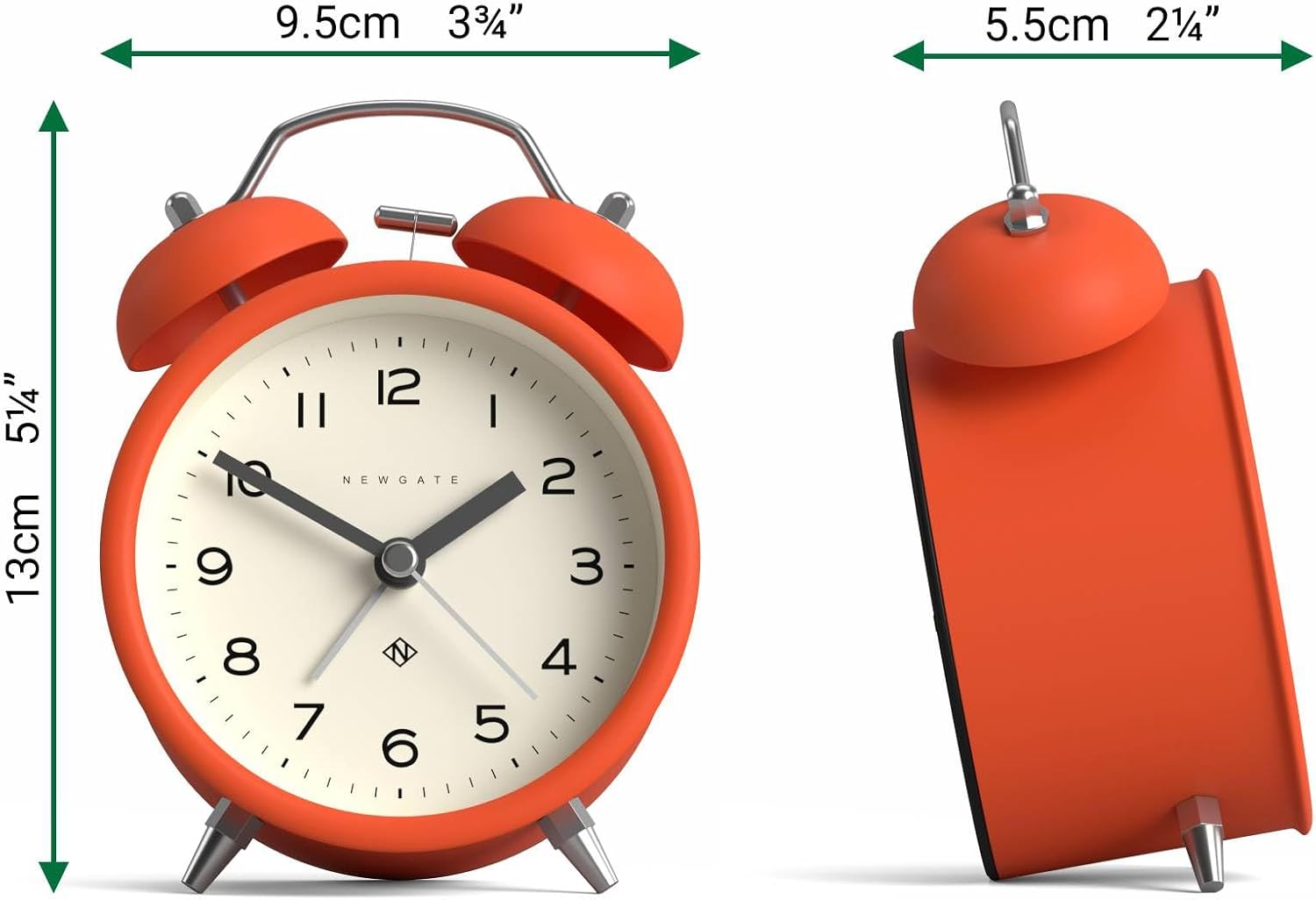 NEWGATE Charlie Bell Echo Alarm Clock Modern Retro Design Orange