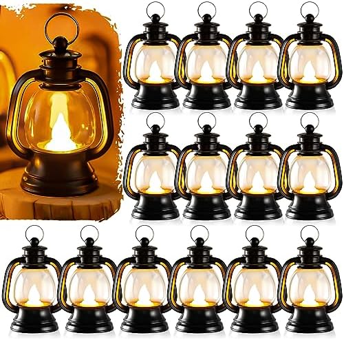 12 Pcs Halloween Mini Lantern with LED Candle