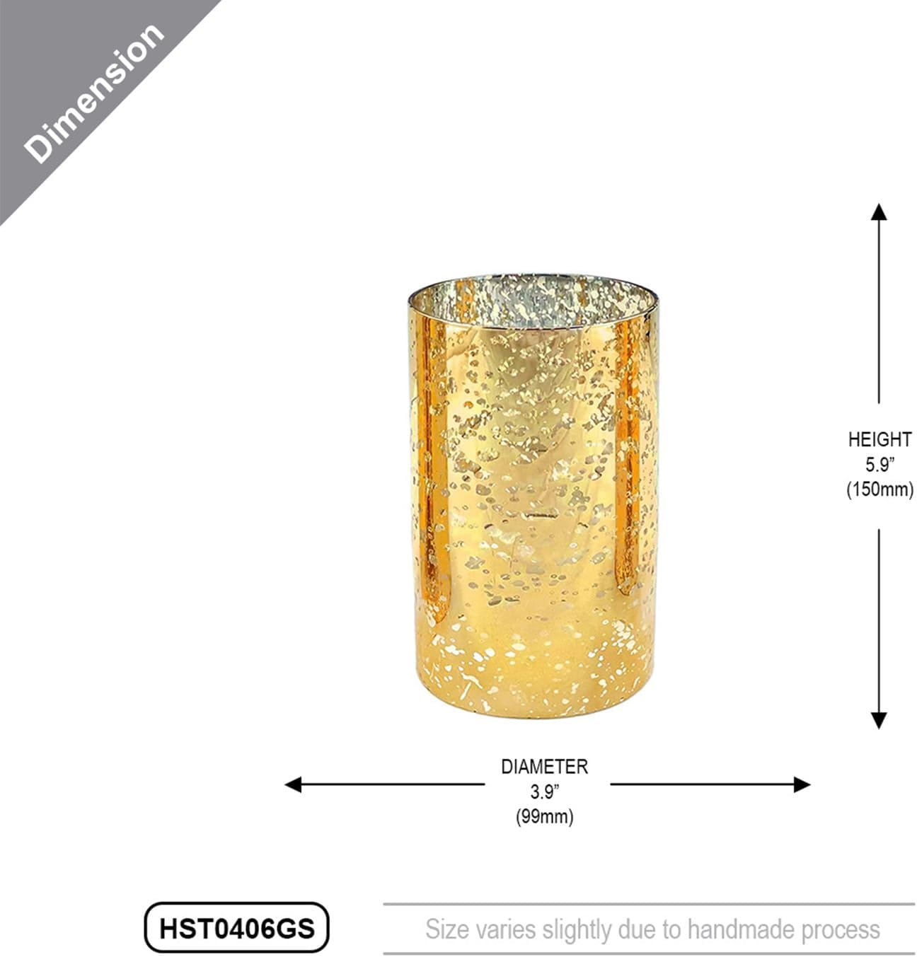 WGVI Hurricane Candle Holder Sleeve Gold Speckled Glass 4 x 6