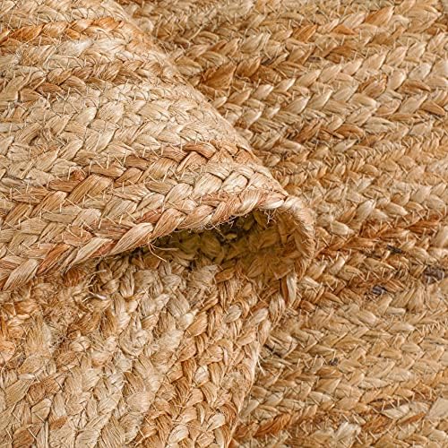 Hausattire Hand Woven Jute Braided Rug 2x3 Natural