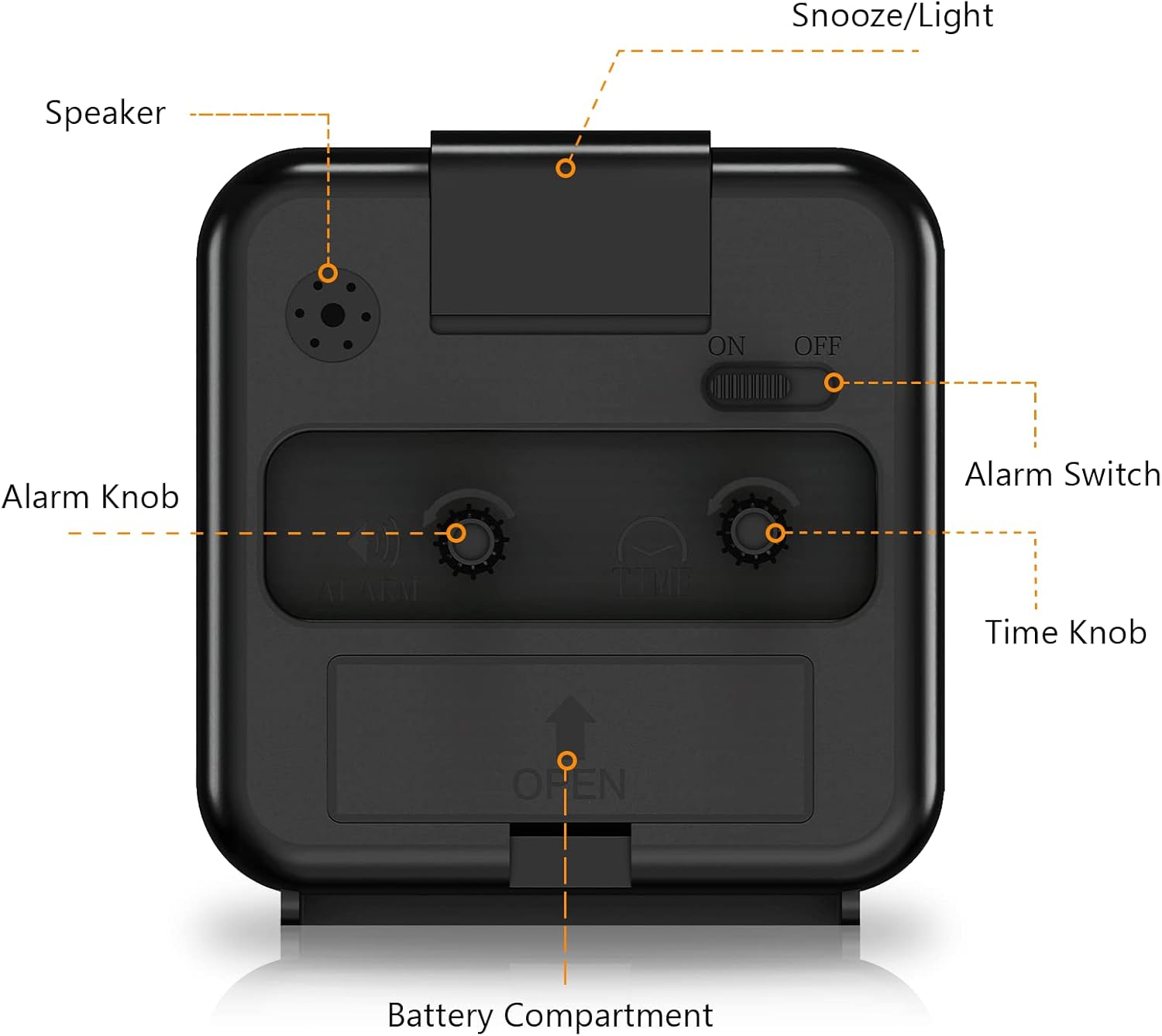 JXTZ Silent Alarm Clock with Night Light and Snooze