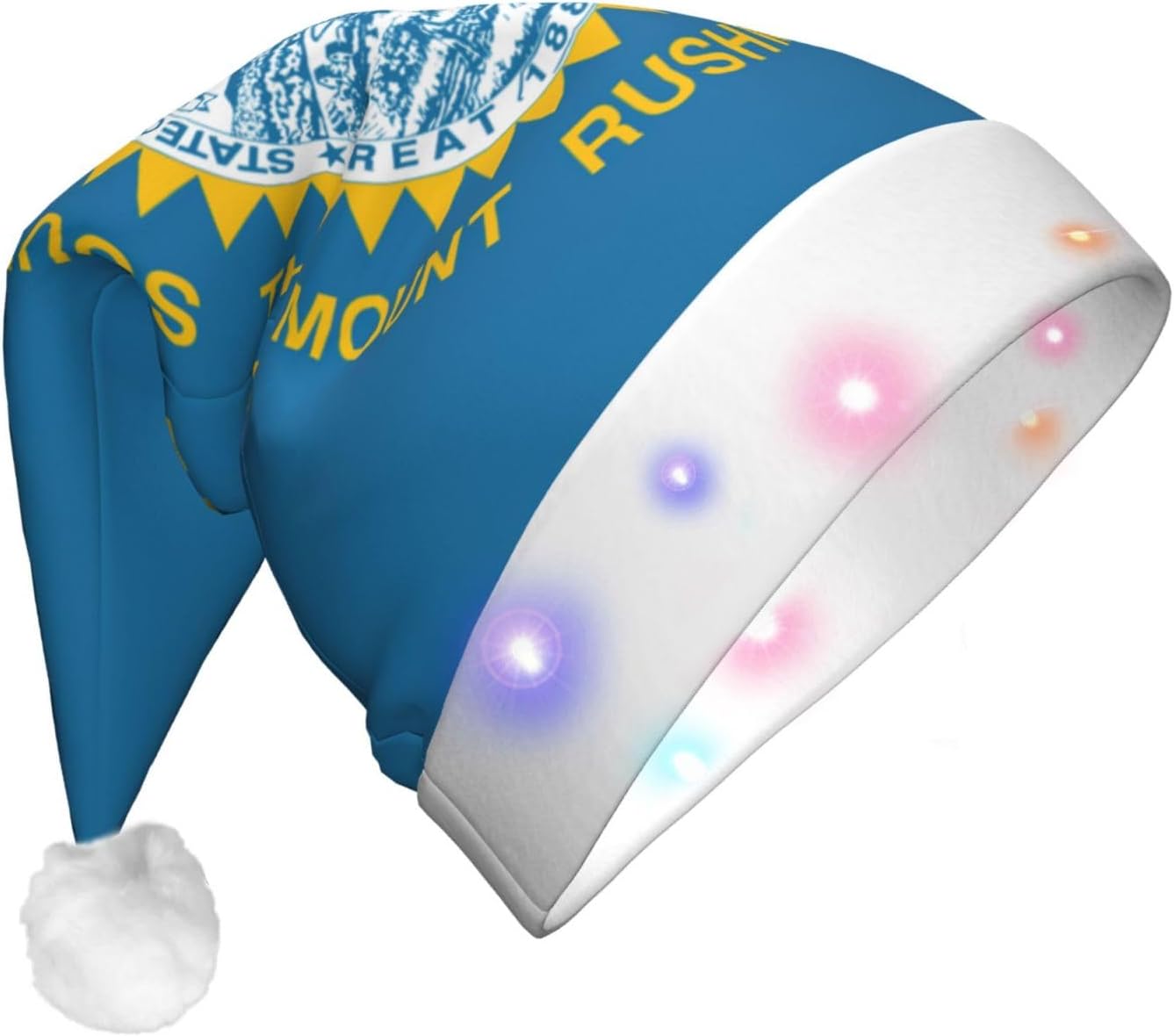 South Dakota Flag Christmas Hat with LED Lights