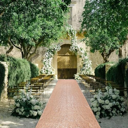 B-COOL Rose Gold Sequin Aisle Runner 2FT x 15FT Wedding Carpet Rug