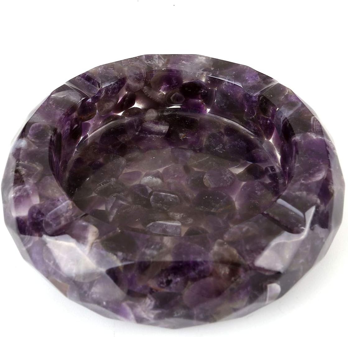 Yoption Amethyst Crystal Ashtray with Tumbled Stone Design