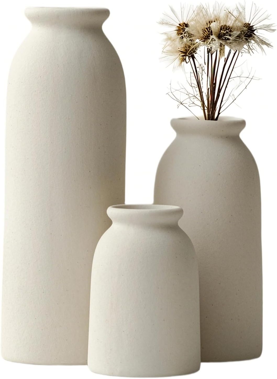 Tinctotnic 3-Piece Ceramic Vase Set - Distressed Beige