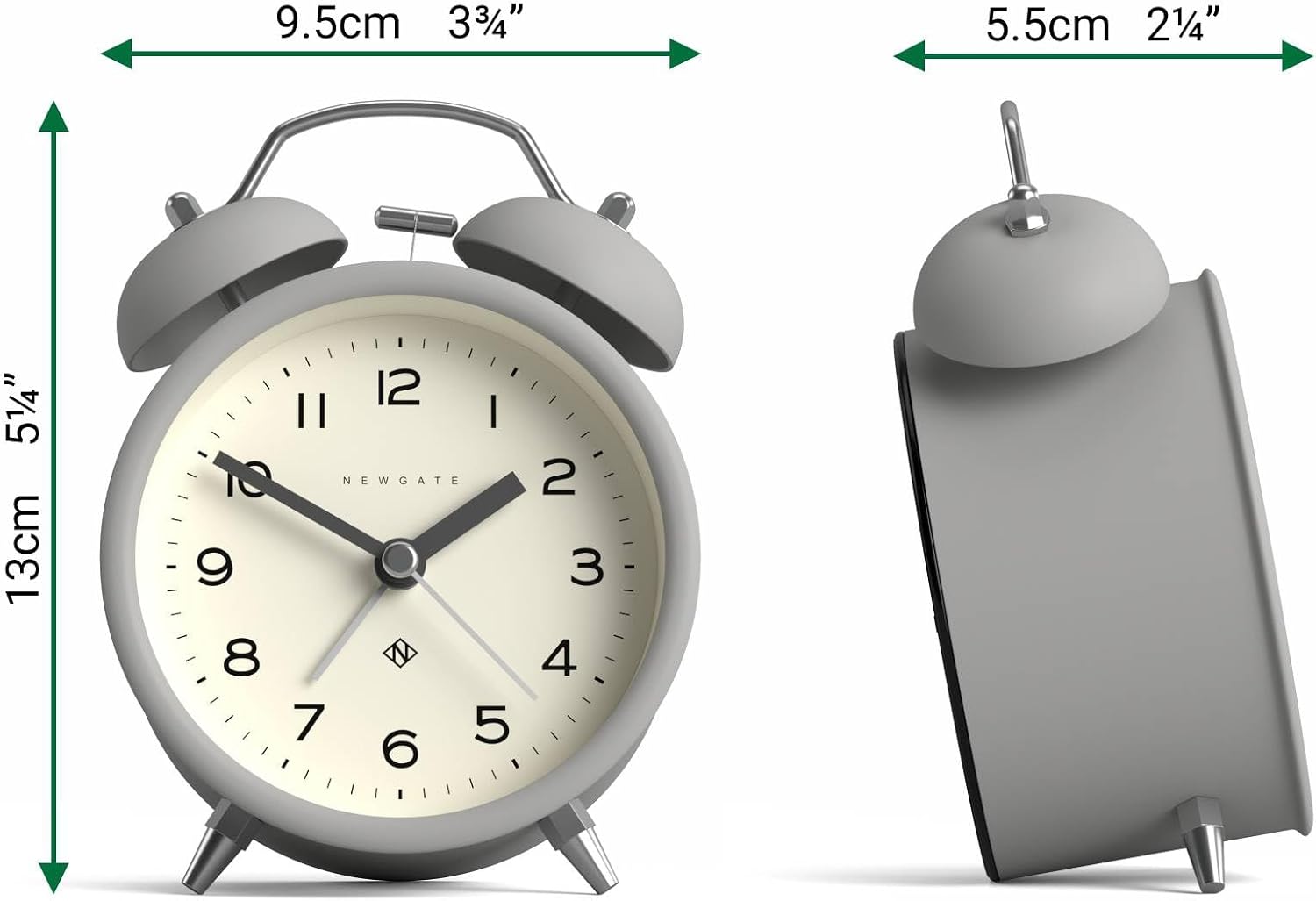 NEWGATE Charlie Bell Echo Alarm Clock Modern Retro Design Grey