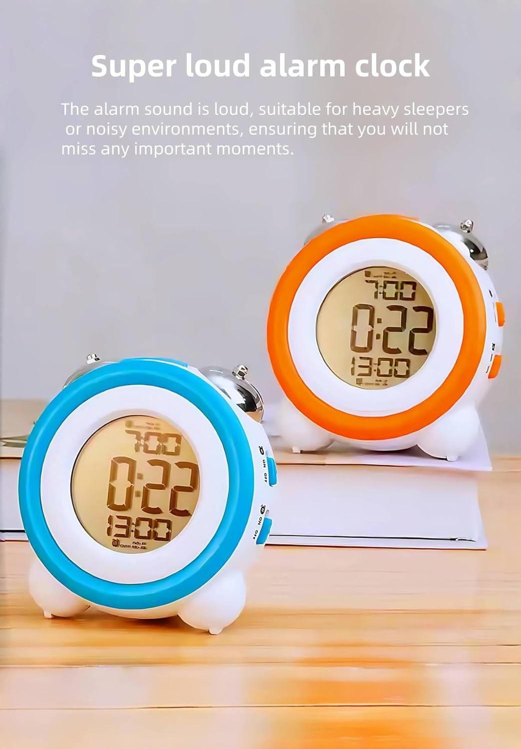Super Loud Alarm Clock with Retro Design and Backlight Display
