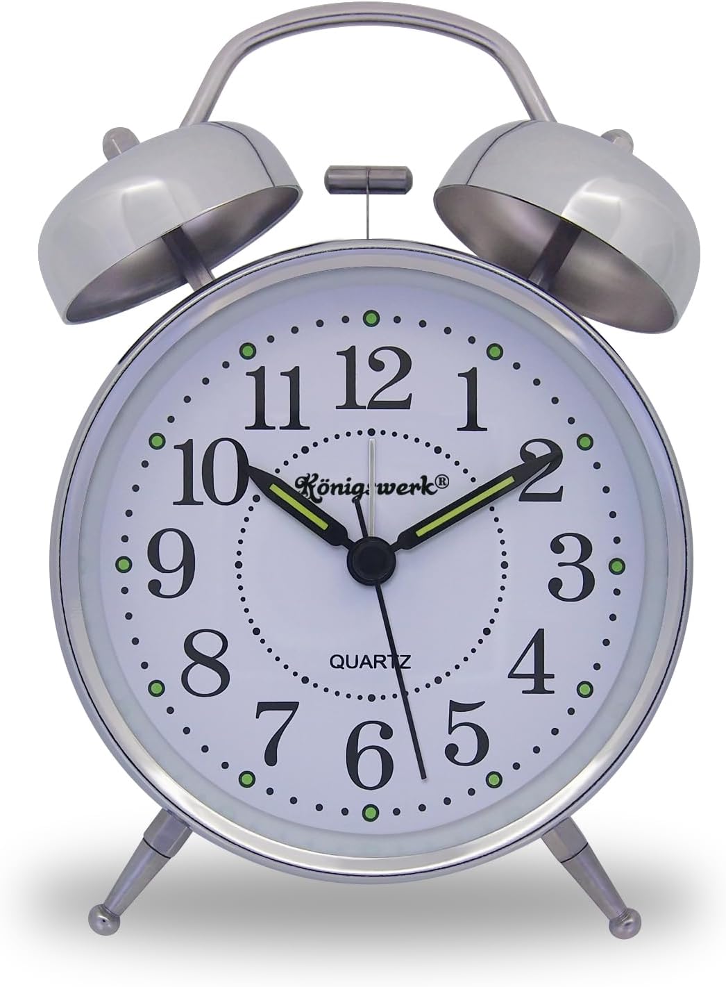 Loud Bell Alarm Clock with Night Light and Silent Hands