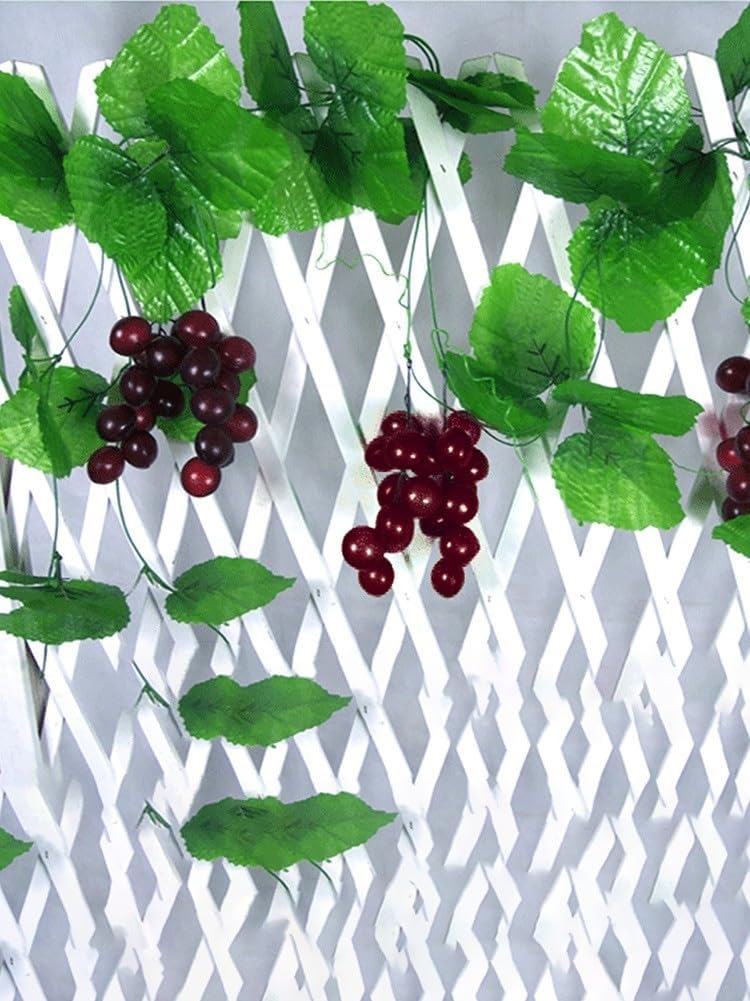 Lifelike Plastic Grape Vine with Leaves 4 Pieces 92 Meters