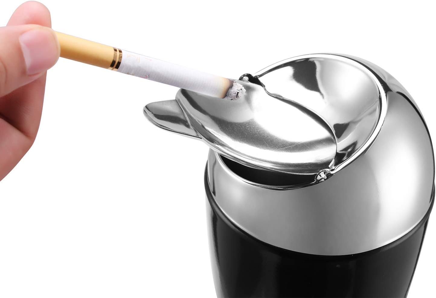 2 Pack Outdoor Standing Ashtray with Lid and Adjustable Height