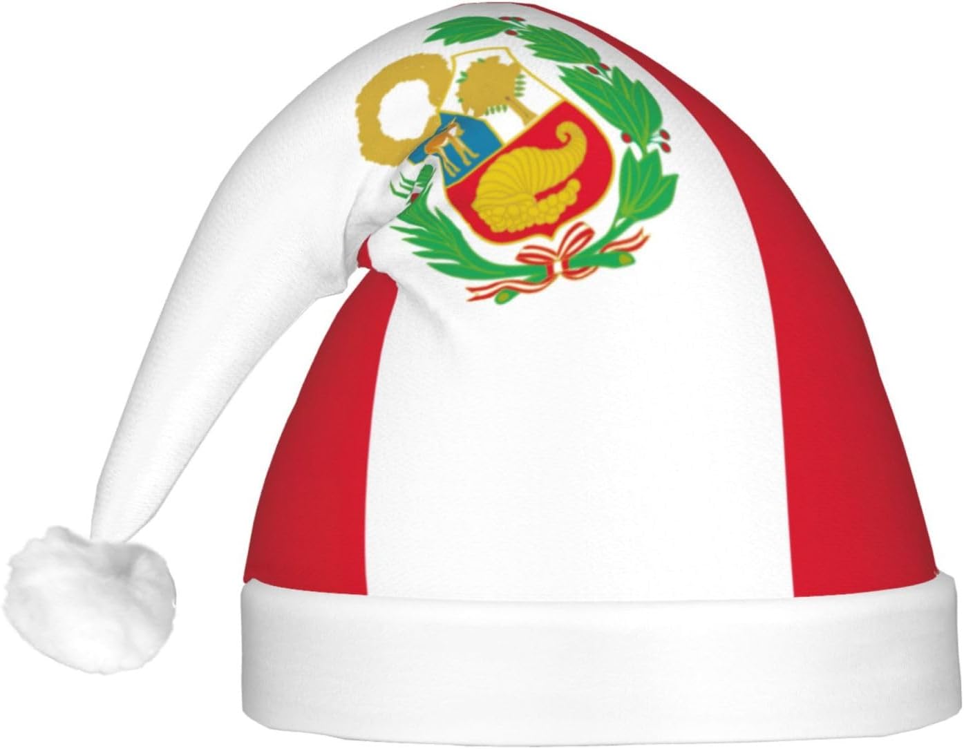 Peru Flag Christmas Hat with LED Lights