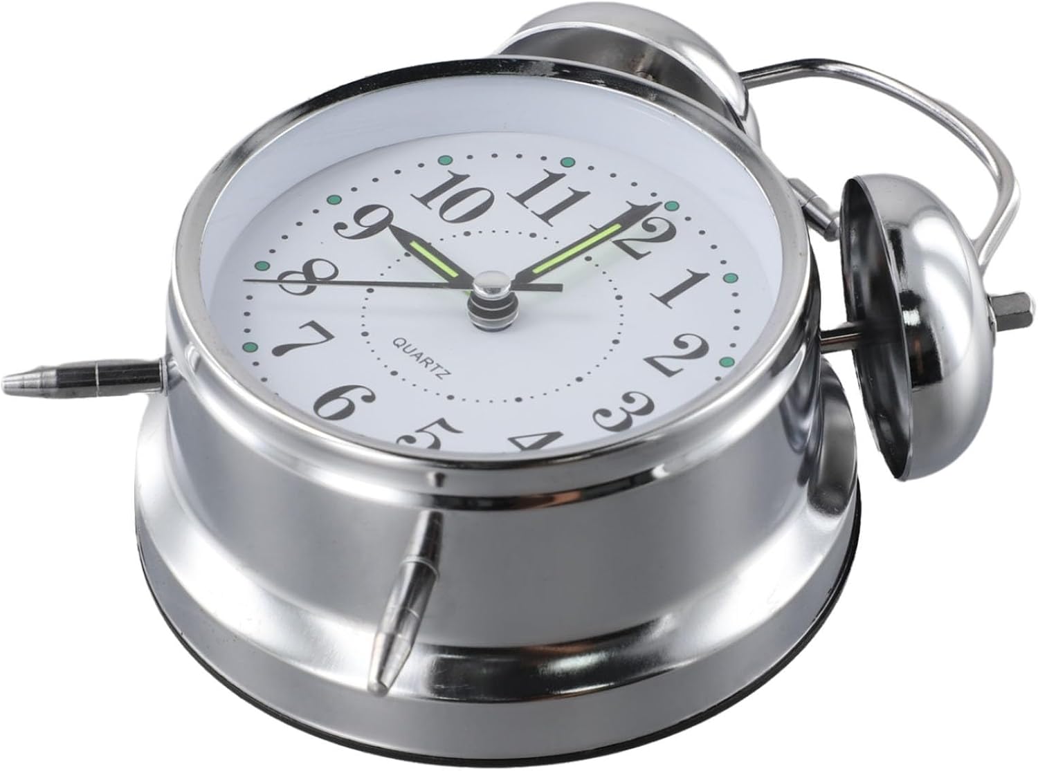 Chrome Finish Double Bell Wind Up Alarm Clock with Luminous Hands