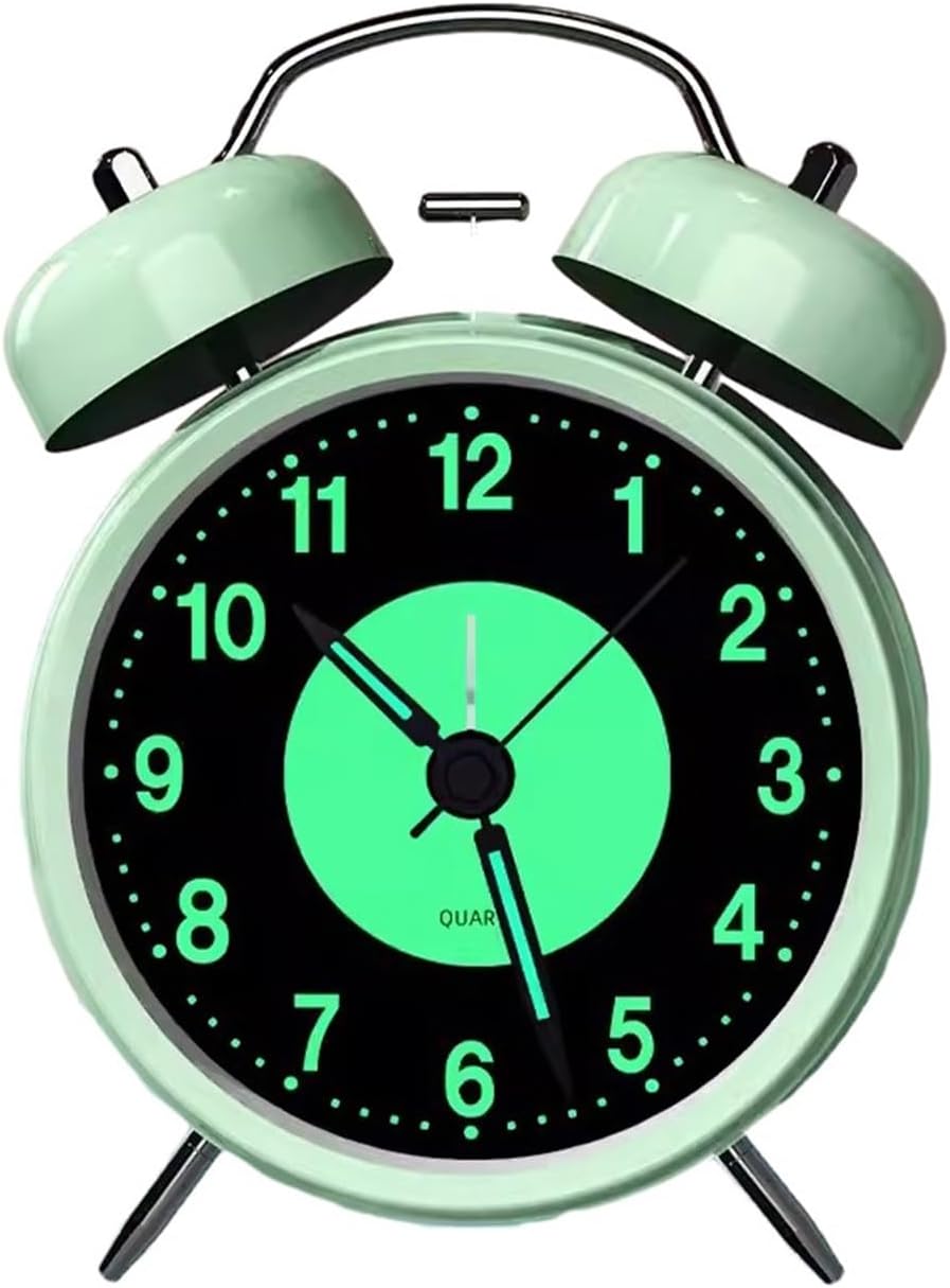 Retro Metal Double Bell Alarm Clock with Night Light
