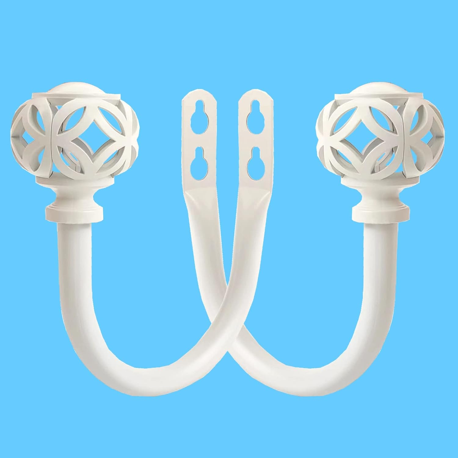 2Pcs Curtain Holdbacks with White Knob Style Finials