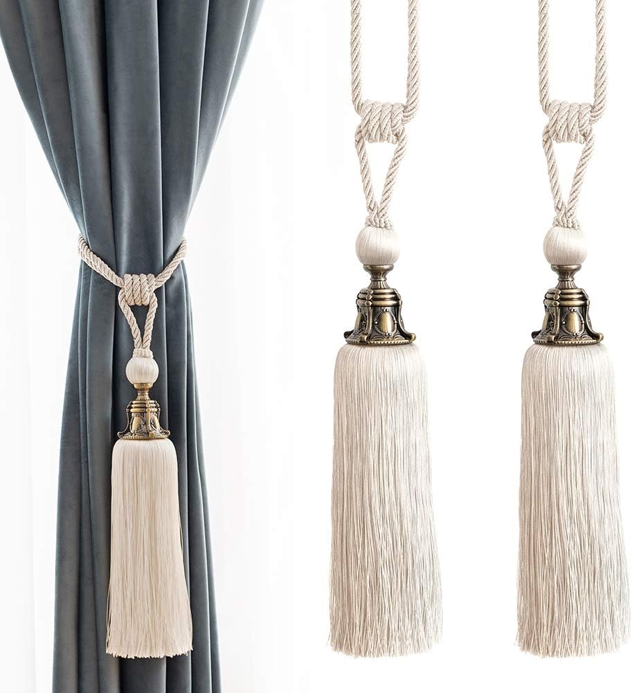 Melodieux Decorative Curtain Tiebacks with Antique Tassels Set of 2