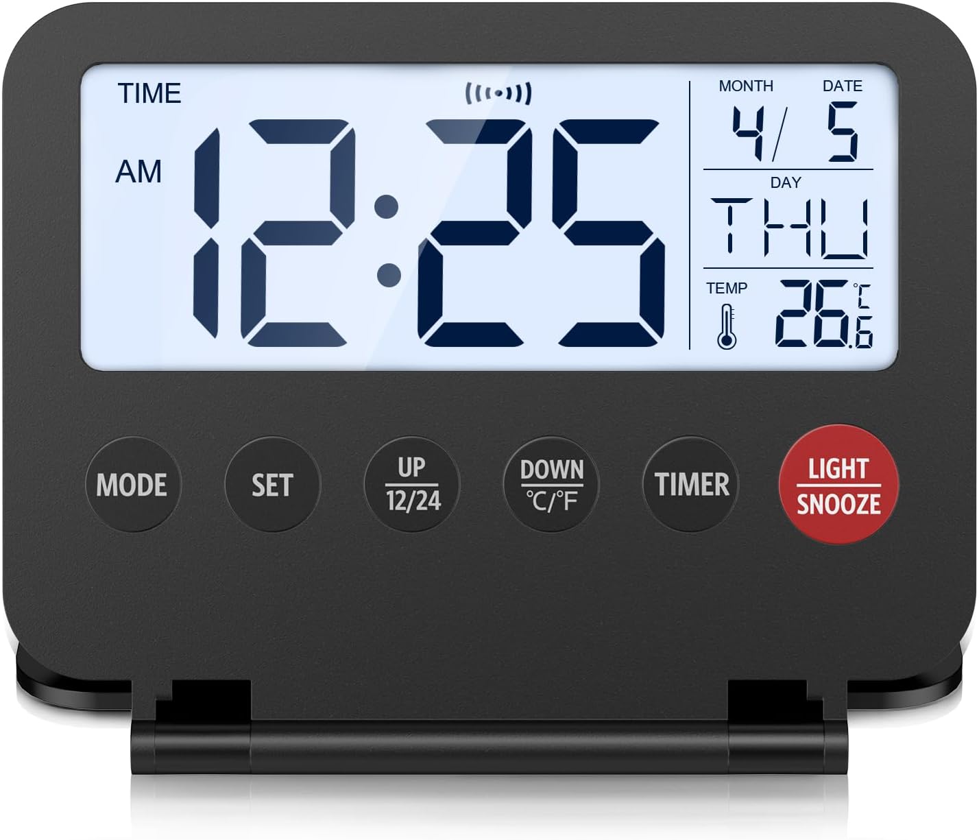 KeeKit Digital Travel Alarm Clock with Date and Temperature