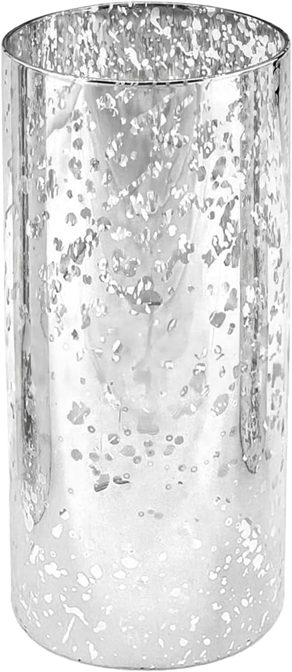 WGVI Hurricane Candle Holder Sleeve Silver Speckled Glass