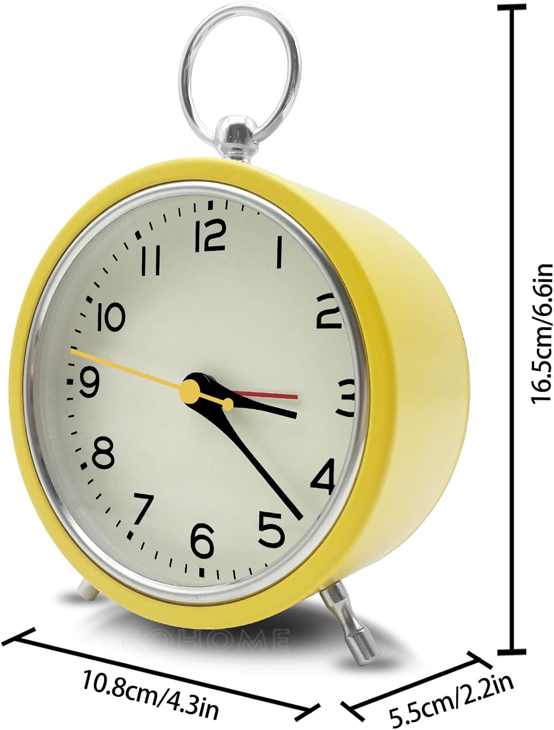 Small Alarm Clock with Night Light and Hanging Design Yellow