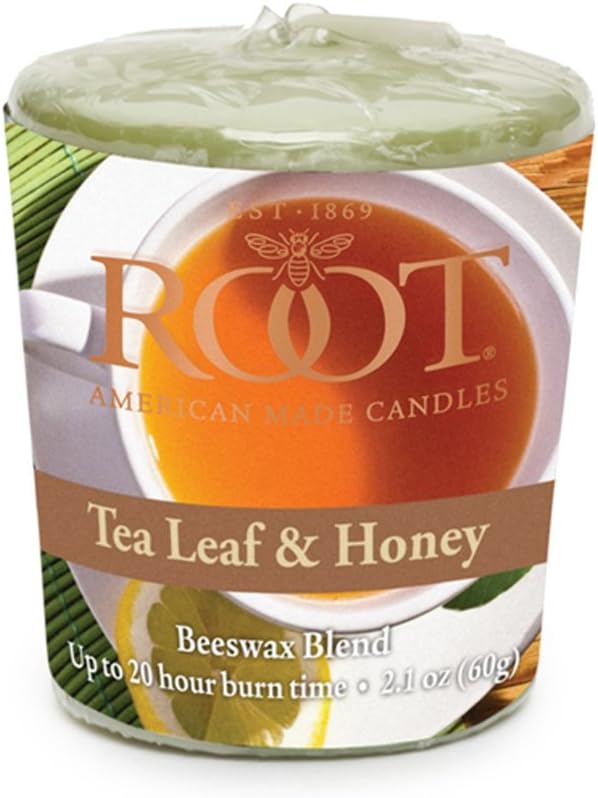 Root Candles 20-Hour Scented Beeswax Votive Candles 18-Count Tea Leaf Honey