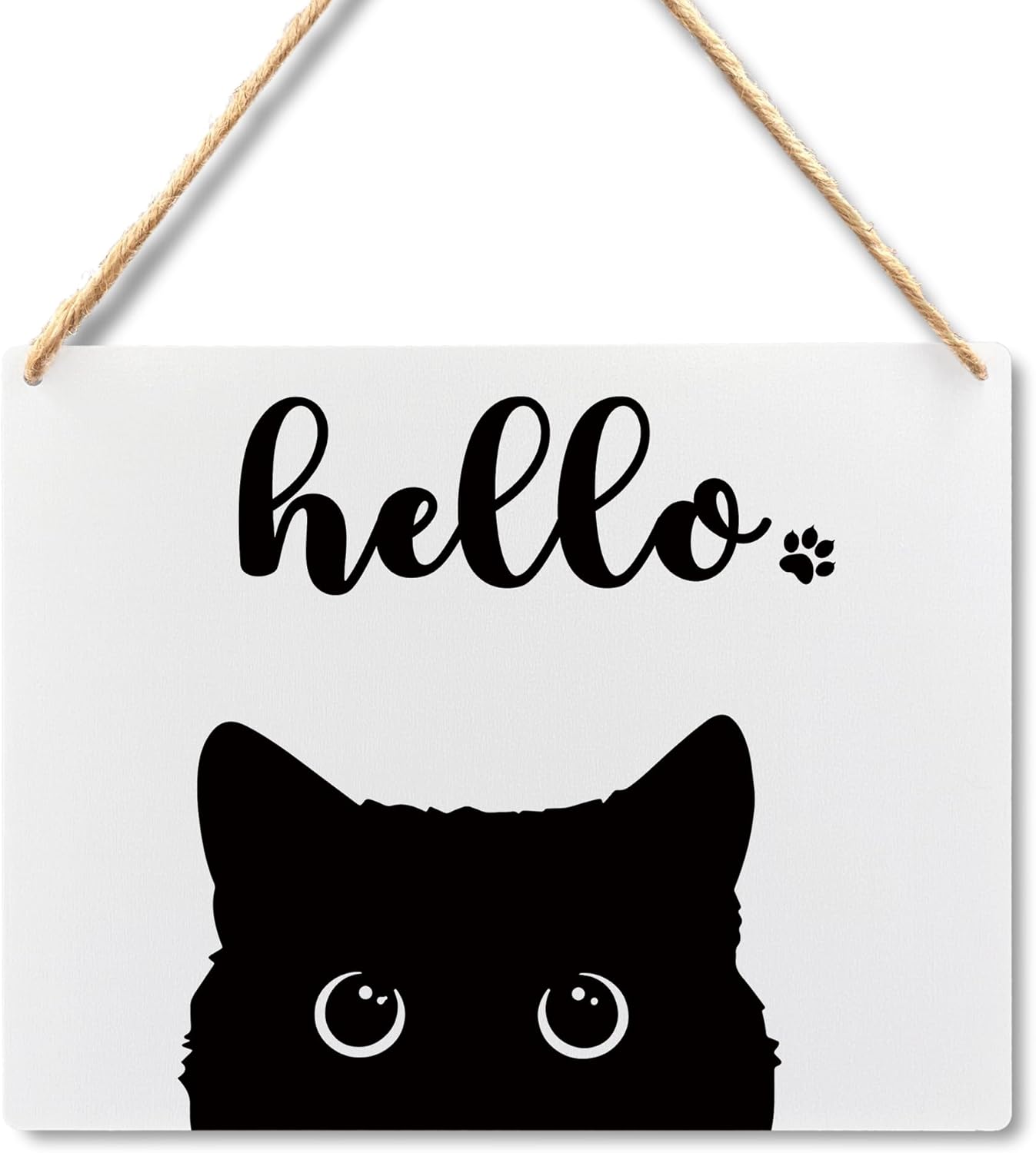 Lacosu Wall Pediment Cat Welcome Sign 8x10 Inches