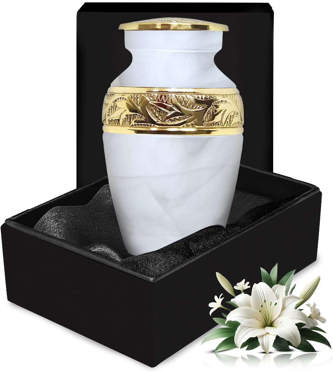 Solace Forever Small Urn for Human Ashes - White Keepsake Urn