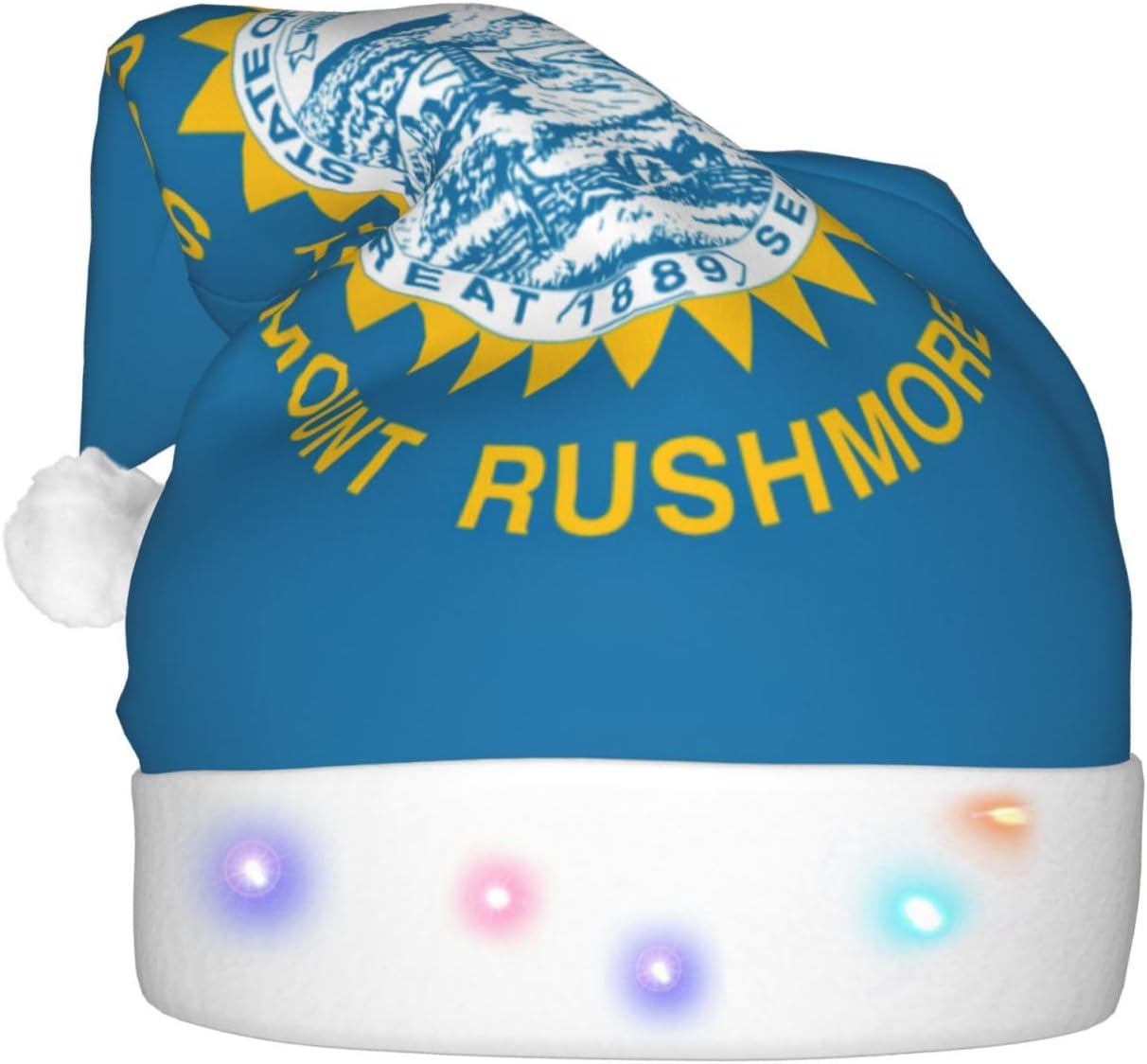 South Dakota Flag Christmas Hat with LED Lights