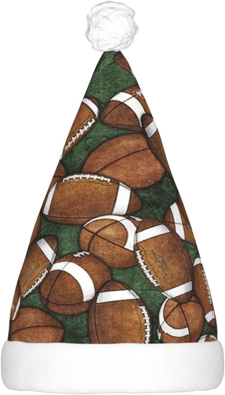 Football Green Print Christmas Hat with LED Lights