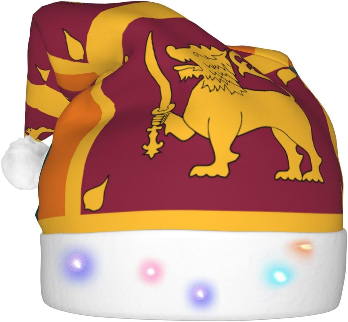 Sri Lanka Flag Print Christmas Hat with LED Light