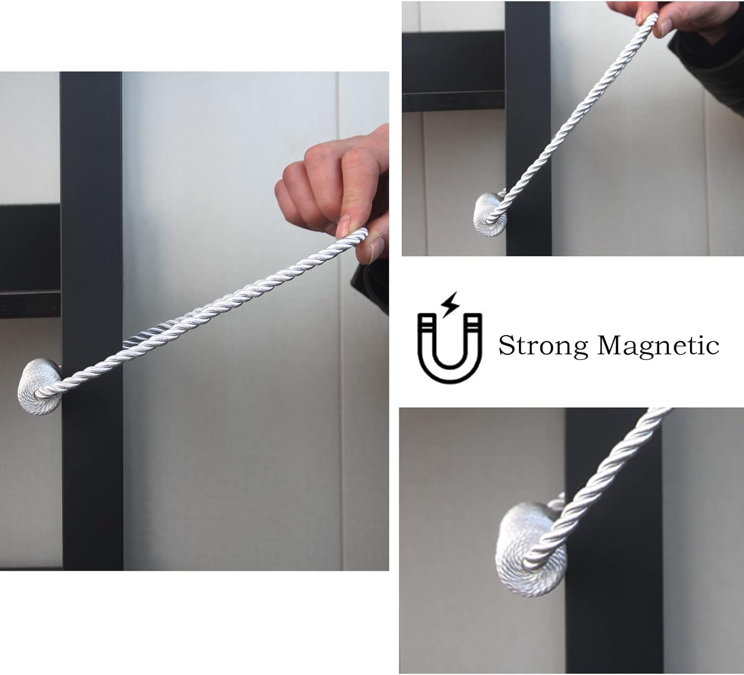 Hangtty Magnetic Curtain Tiebacks 6 Pack White Holdbacks