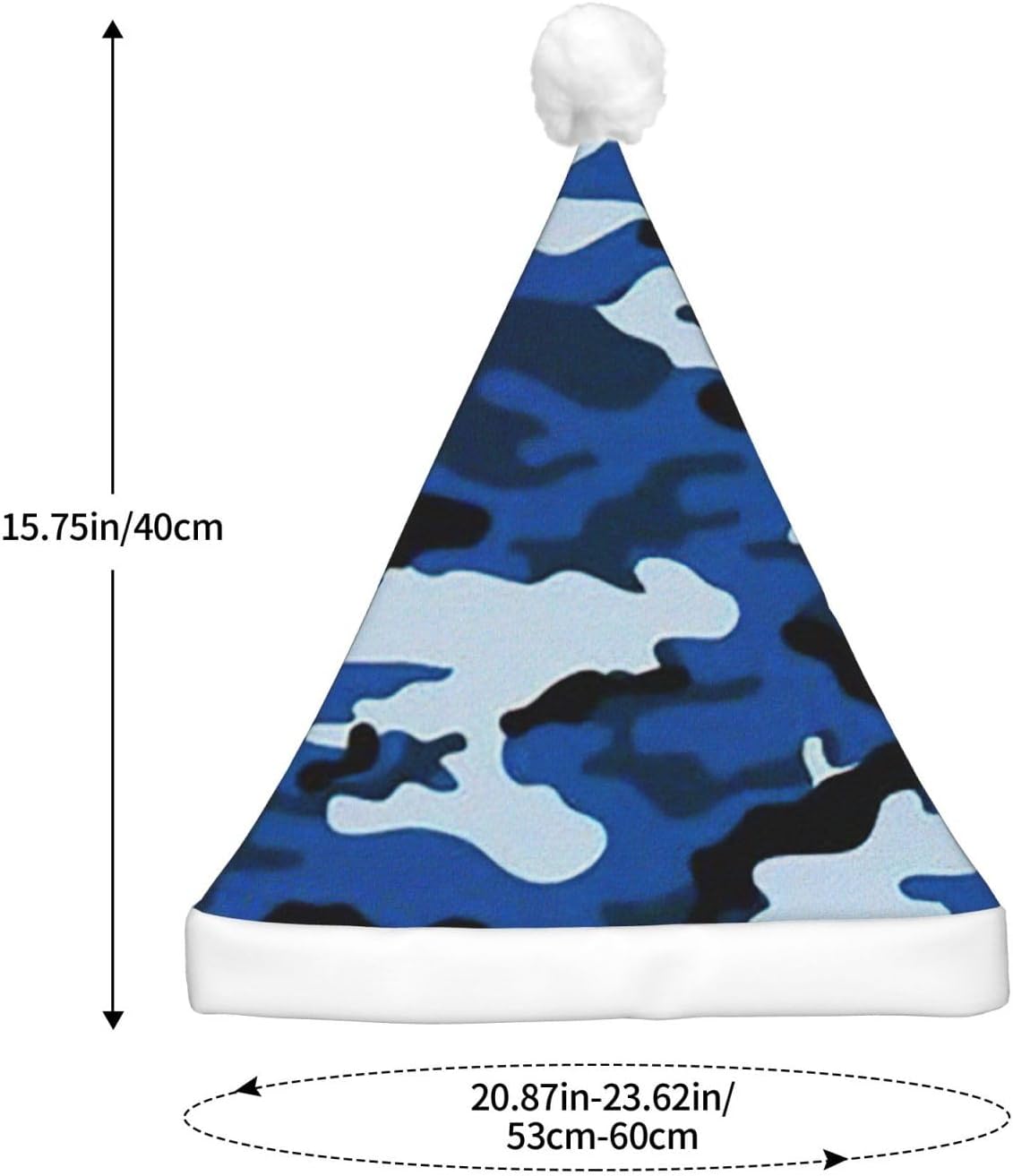 Blue Camo Print LED Christmas Hat for Adults