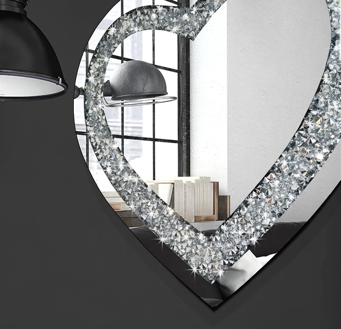 DMDFIRST Diamond Heart Shaped Wall Mirror 20x20 Inch