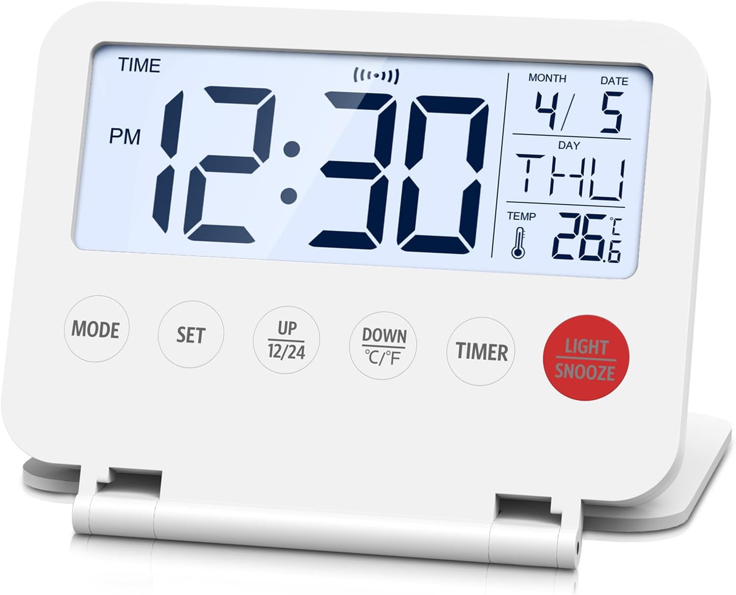 AMIR Travel Alarm Clock with Snooze and Calendar