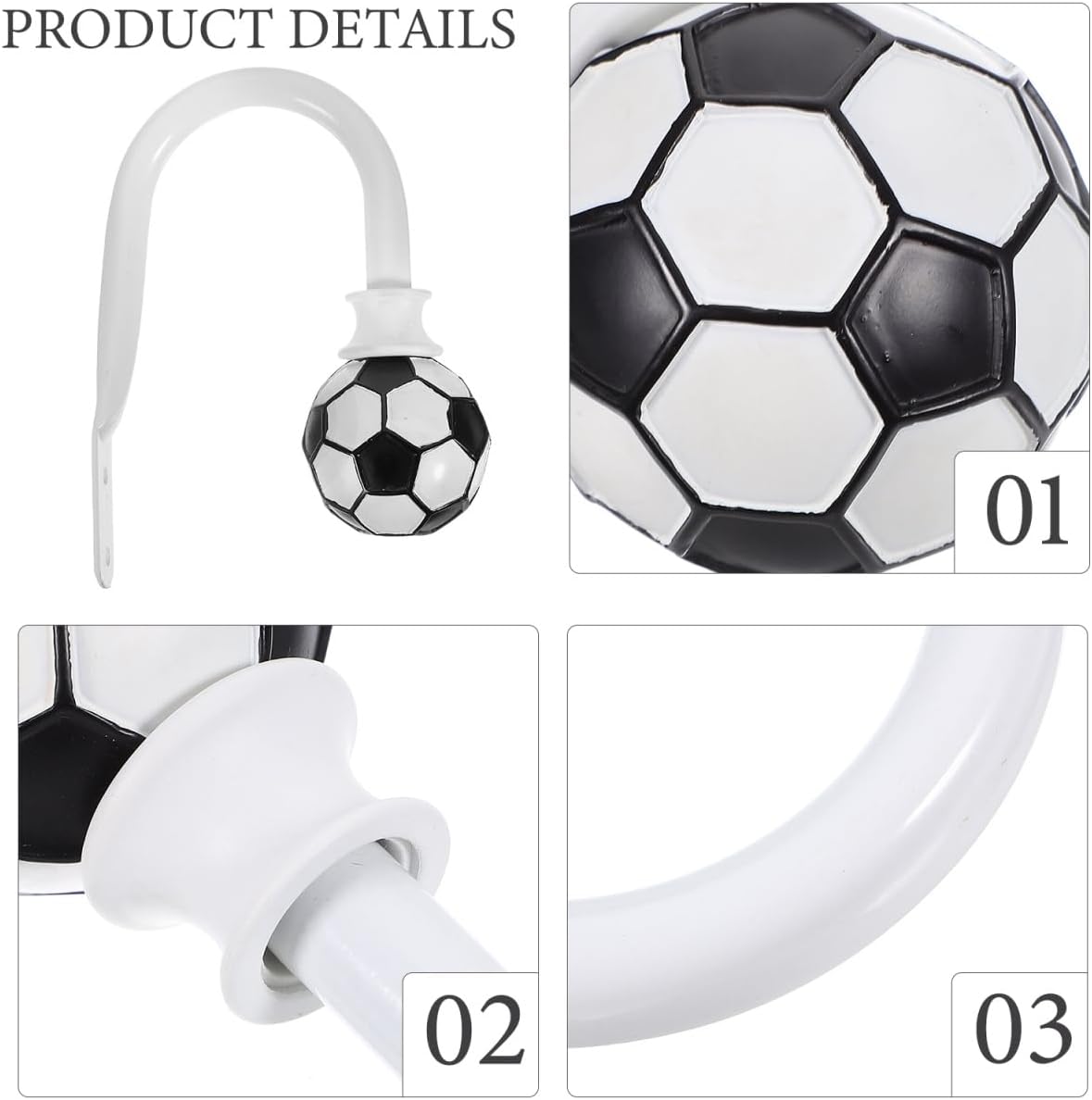 Artibetter White Metal Curtain Holdback with Soccer Design