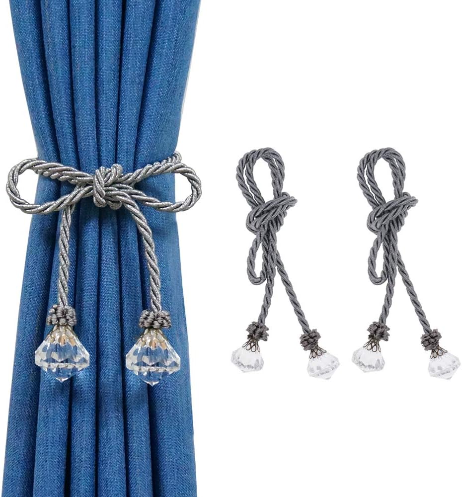 HIASTRA Curtain Tiebacks Rope with Crystal 2pcs