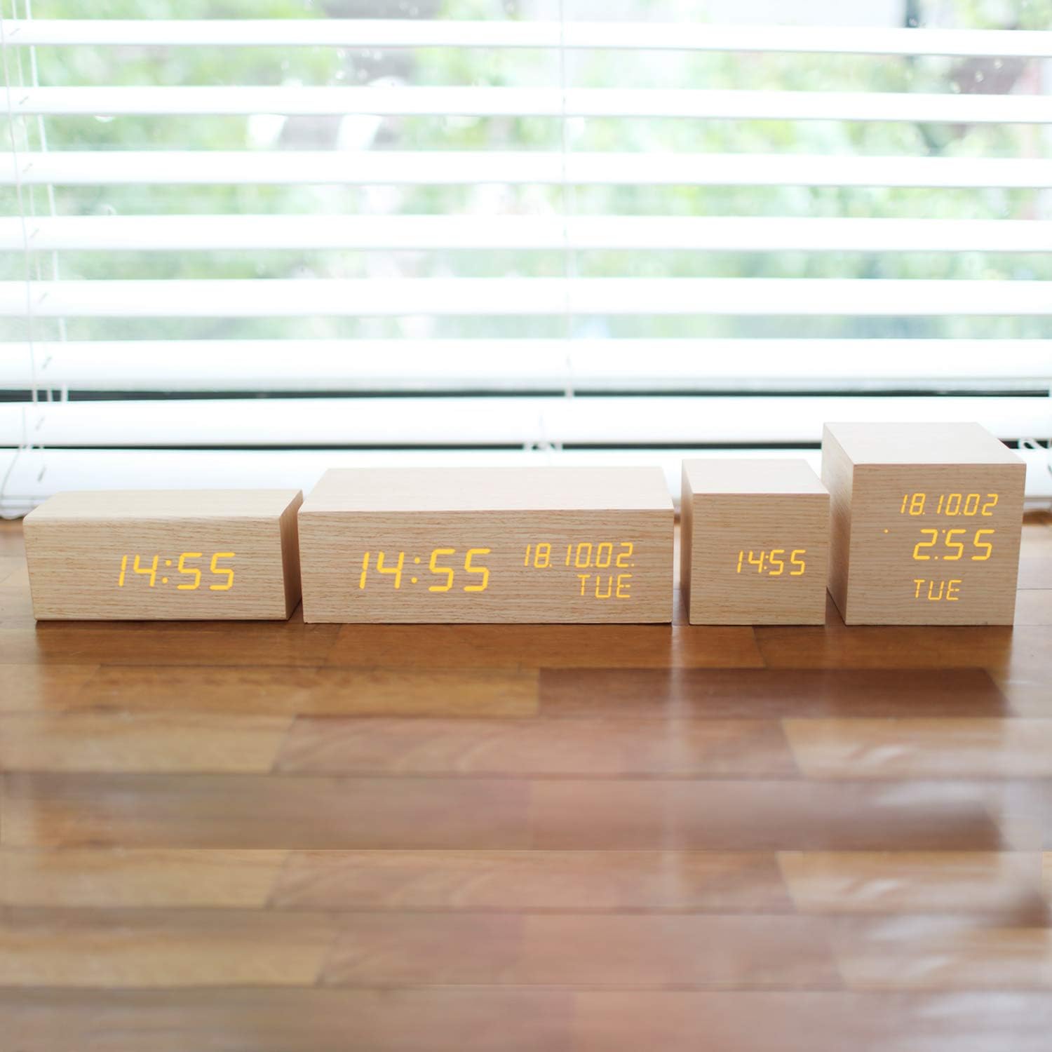 Mooas Real Wooden Digital Alarm Clock with LED Display