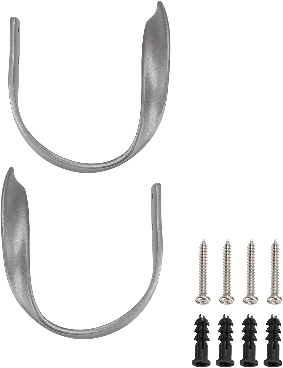 Sumnacon 2 Pcs Aluminum Curtain Holdbacks - Grey