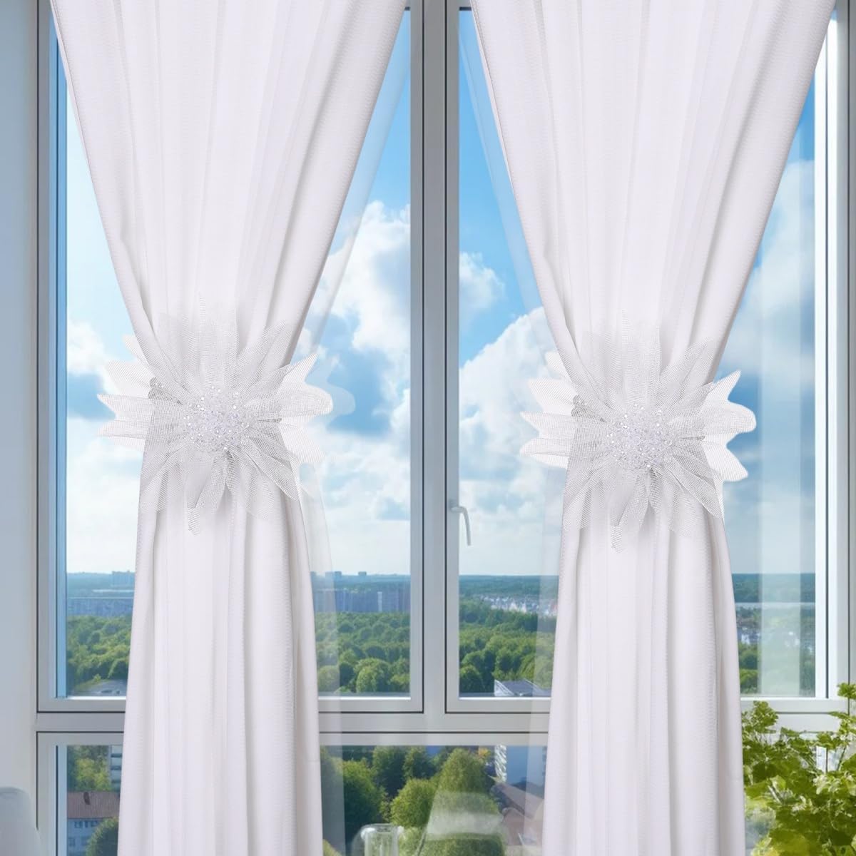 SUQ I OME Magnetic Flower Curtain Tieback 2 Pack