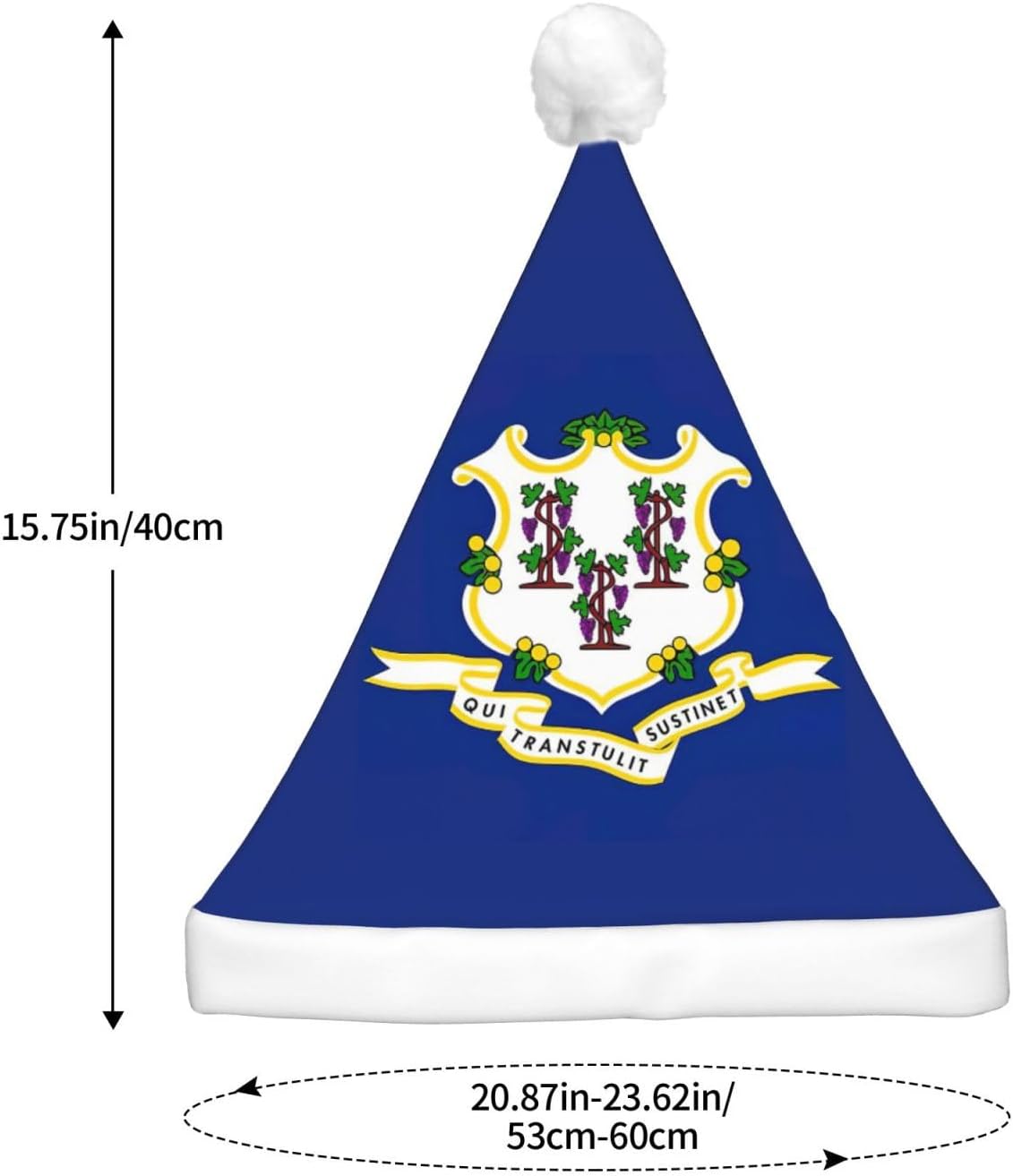 Connecticut State Flag Christmas Hat with LED Lights
