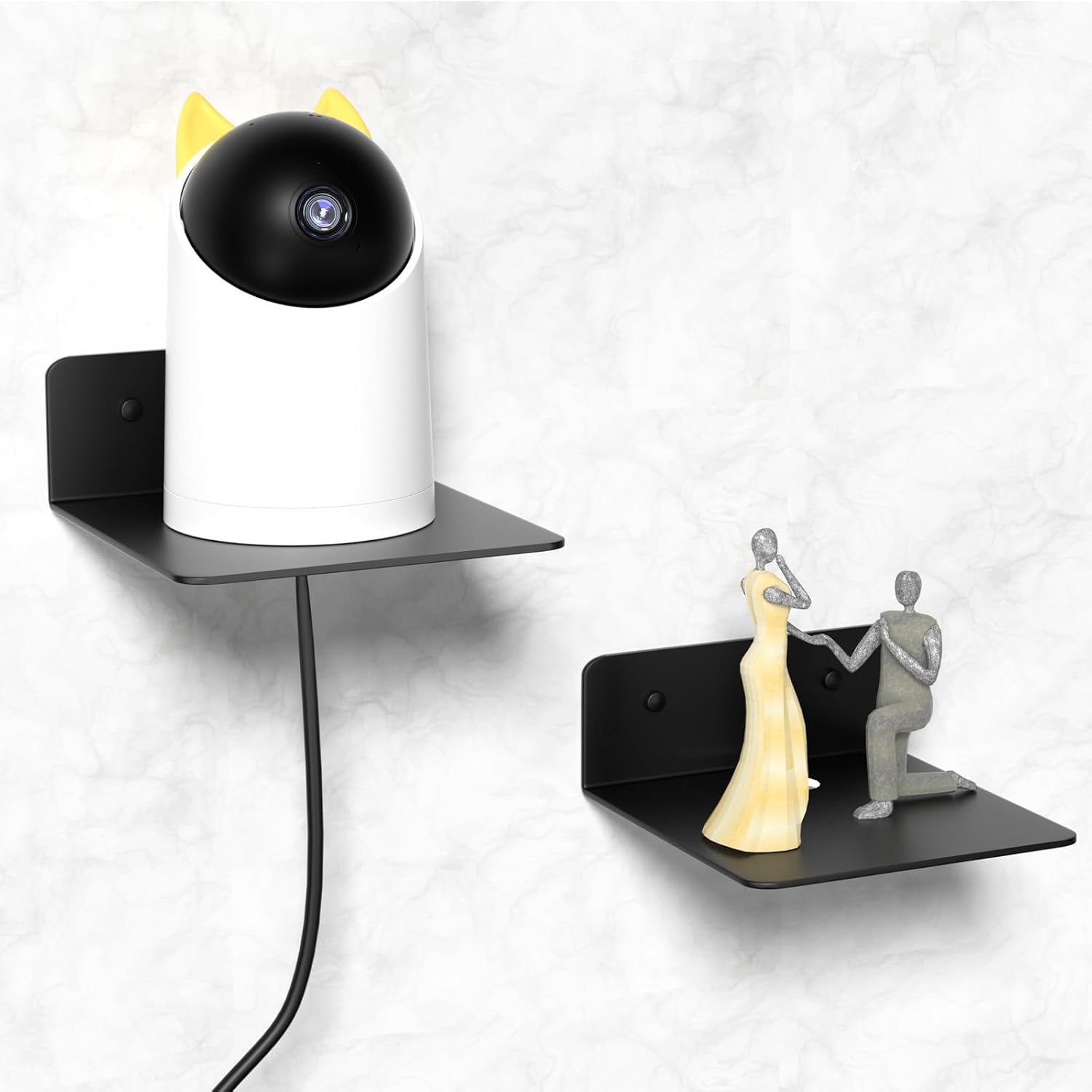 Small Floating Wall Shelves Set of 2 - 5 Inch Metal Black