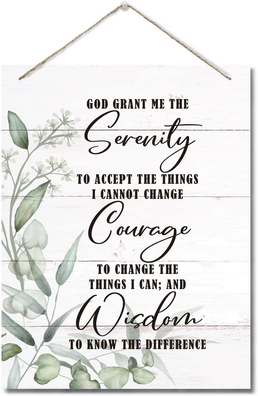 Serenity Prayer Wall Art Decor Sign Christian Scripture Wood Plaque
