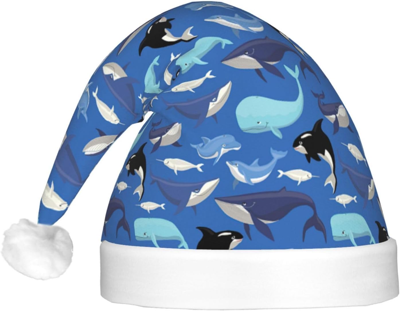 Whale Pattern Print LED Christmas Hat for Adults