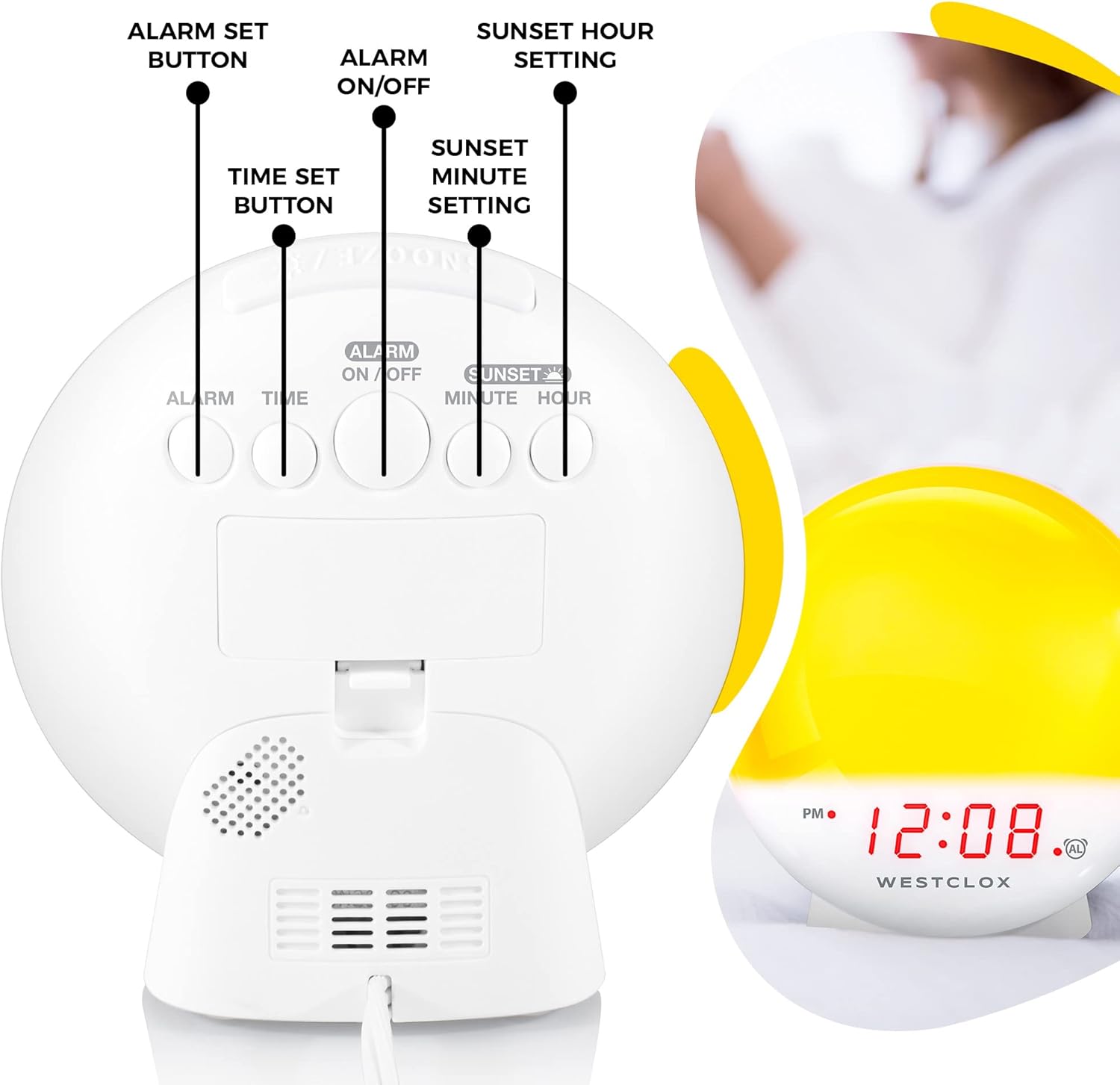 Westclox Sunrise Alarm Clock with Dimmable Nightlight and Sunset Simulator