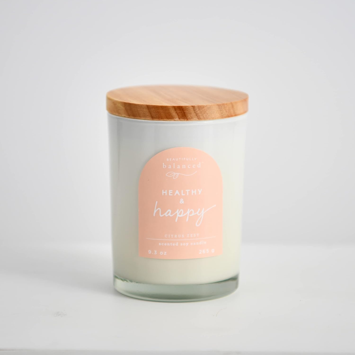 Scented Lidded Glass Soy Candle - Healthy Happy 93 oz