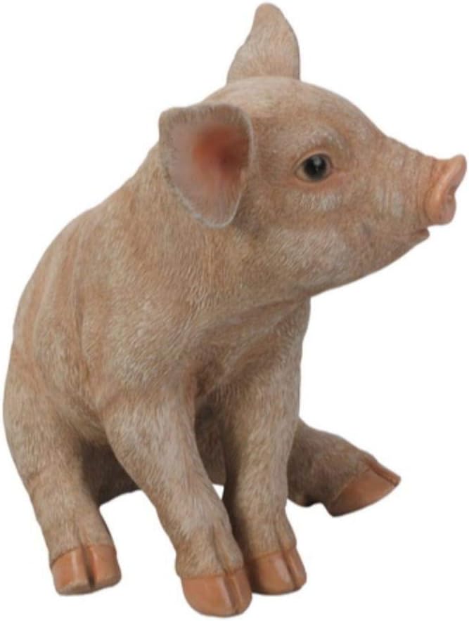 10 Inch Small Sitting Pig Outdoor Garden Statue